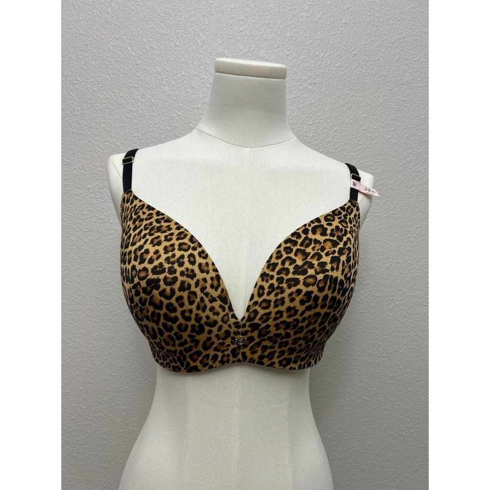 NWT Victoria's Secret So Obsessed Leopard Print Padded Wireless Push-Up Bra 34DD